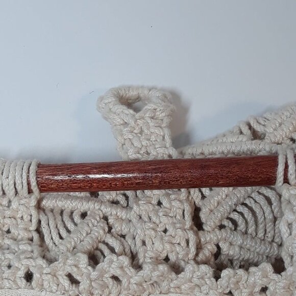 1970s Cotton Macrame and Wood Top-Handled Purse, 70’s Boho Handbag Philippines - Picture 6 of 9